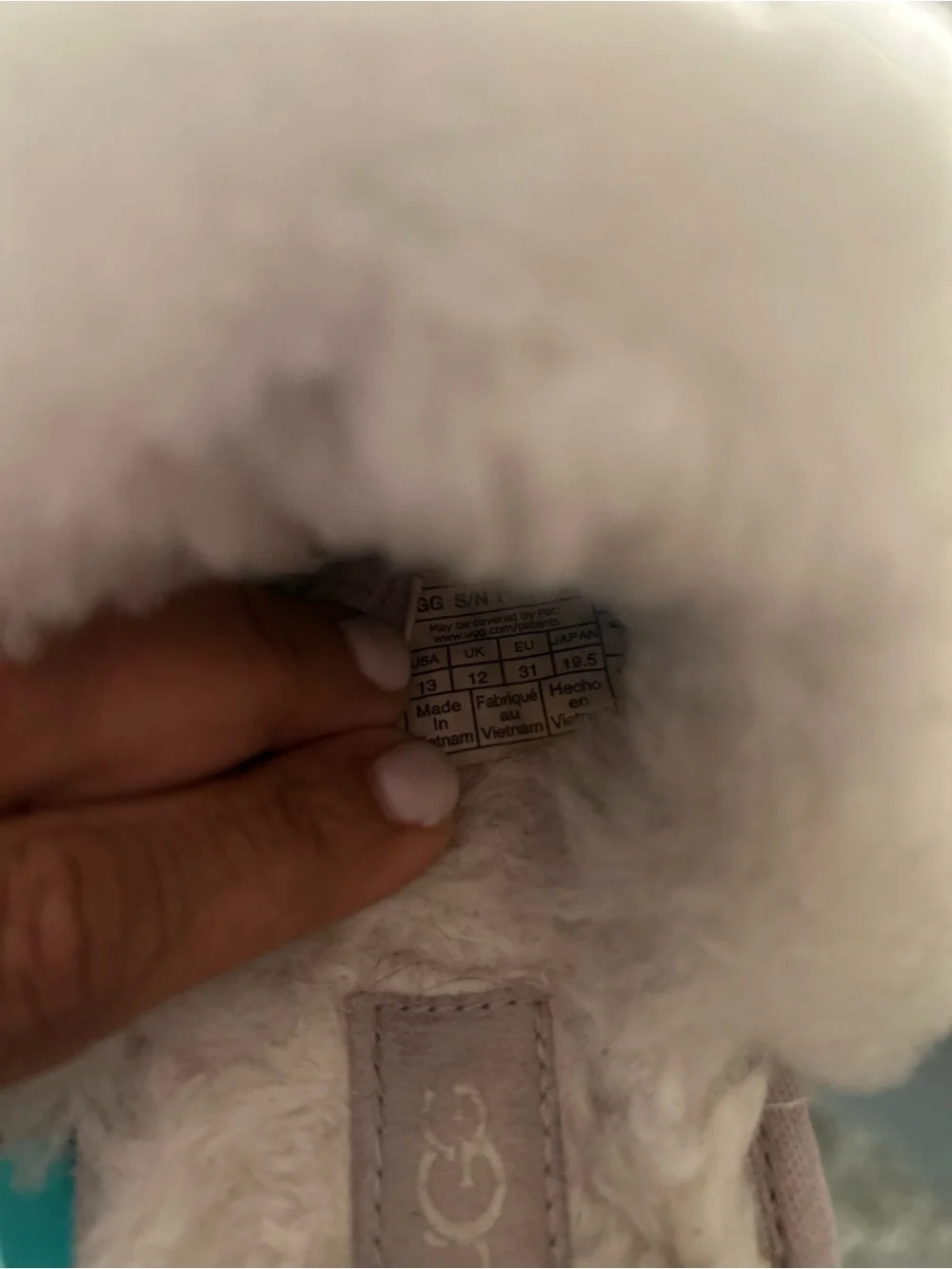 UGG Kids Glitter Suede Slippers with White Faux Fur Cuff